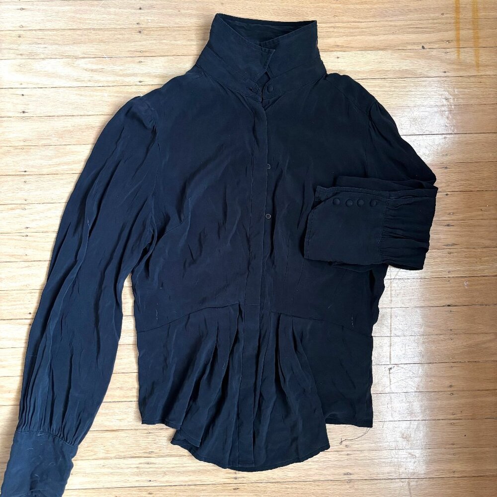 Full Circle Silk Long Sleeve Peplum Blouse